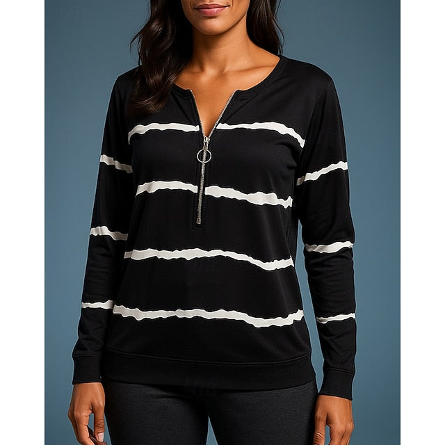 Women's Pullover Sweatshirt Casual Tops Half Zip Long