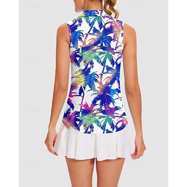 Women's Tropical Tennis Shirt Sleeveless Print UPF50+ Quick