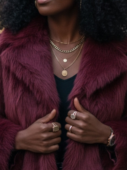 Coat Warm Leathers Faux Fur Furs Comfortable Women's