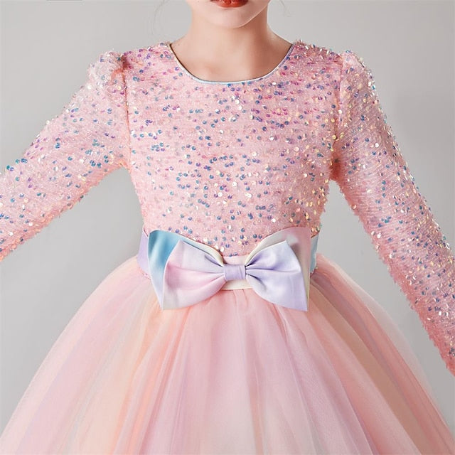 Flower Color Girls' Girl Party Dress Kids Solid