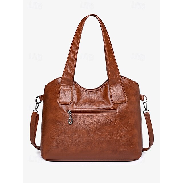 Bag Women's Vintage Dual Faux Tote with Leather Brown