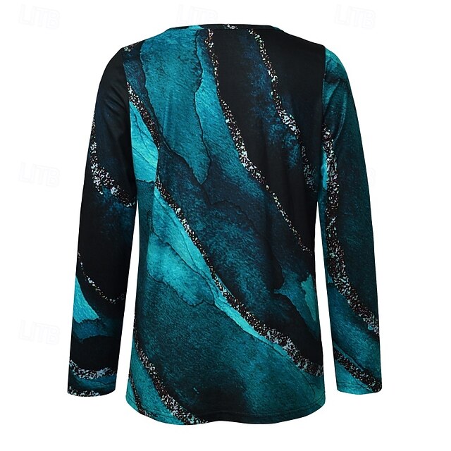 Women's Blouse Quarter Zip Ombre Stylish Casual Long Sleeve