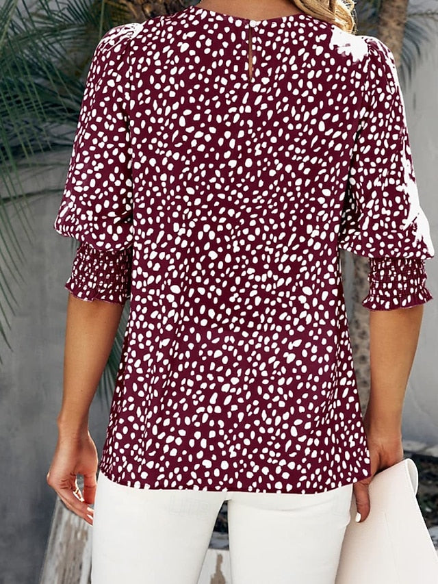 Women's T Shirt Tee Top Print Floral Casual Half Sleeve