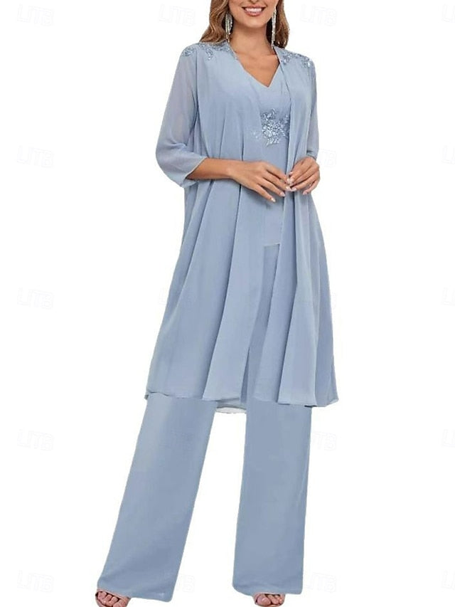 Wedding Piece of V Simple Dress Bride Elegant the 3 Mother Guest