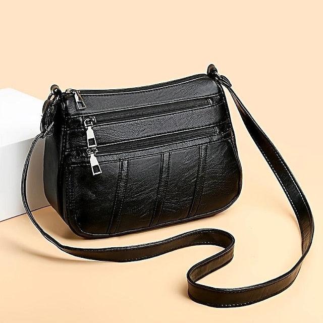Bag Stylish Leather – Faux Black Crossbody Women's