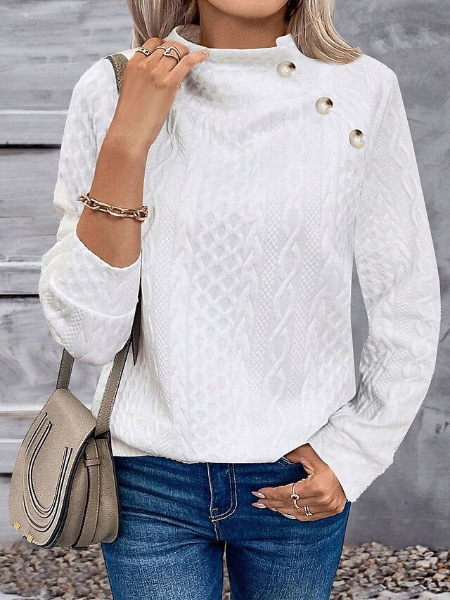 Women's Blouse Buttons Floral Stylish Casual Long Sleeve