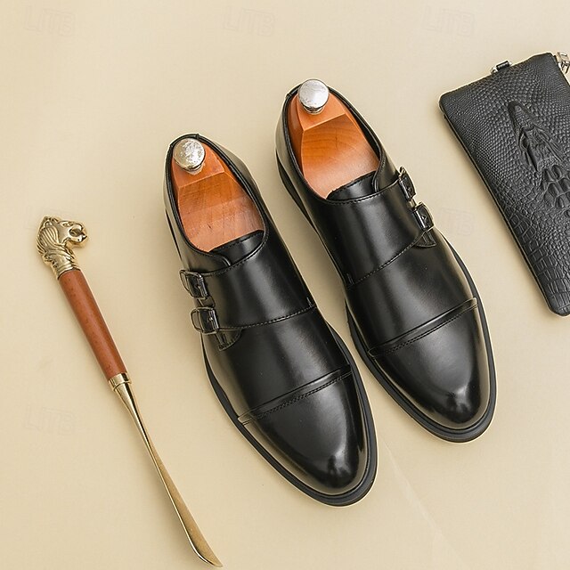 Brown Monk Double Leather – Strap Men's Shoes Faux