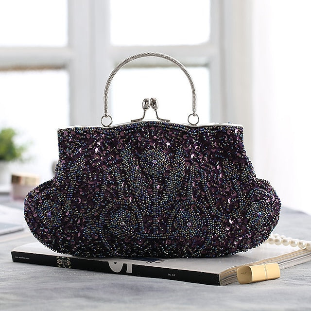 Women's Purse Beaded Vintage Clutch – Evening White