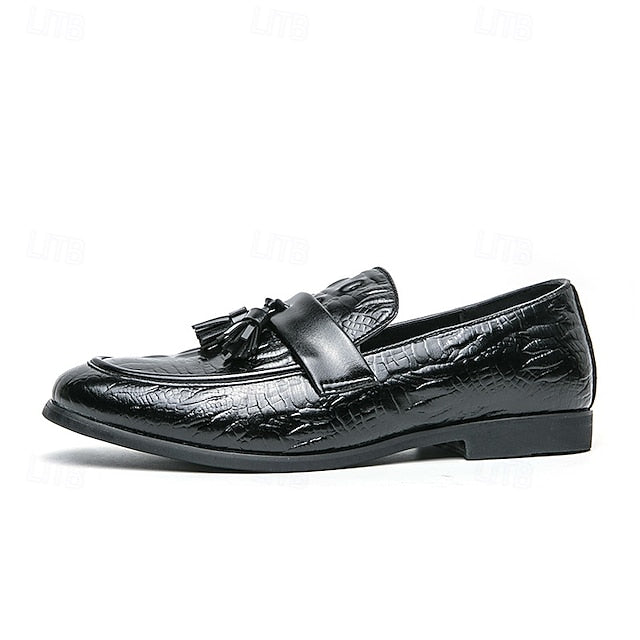 with Green Men's Faux Embossed Loafers Crocodile Leather