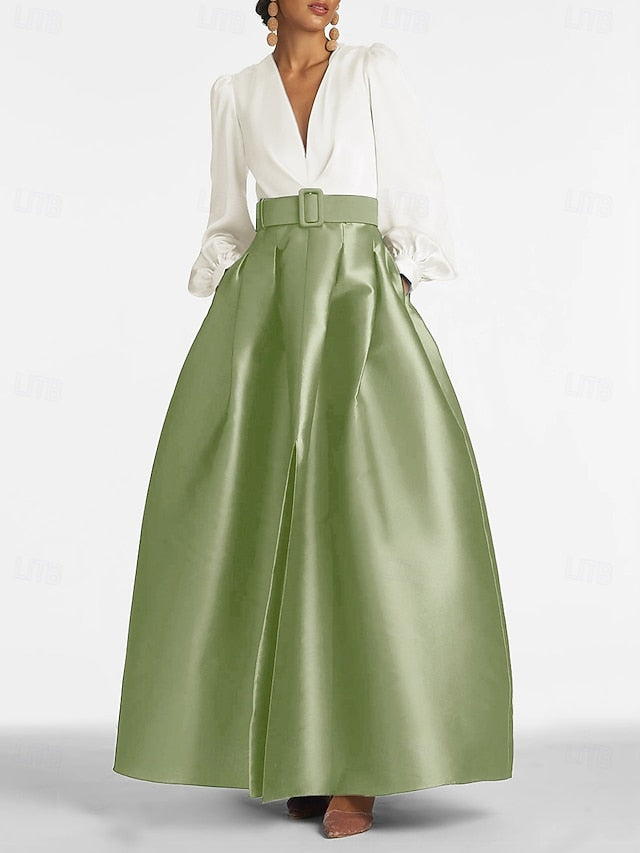 Evening Dress Floor A-Line High Gown Formal Split Wedding Guest