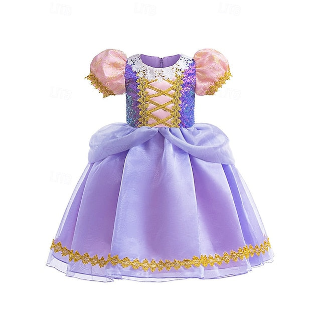 Dress Fairytale Theme Rapunzel Princess Girl Party Sofia Flower