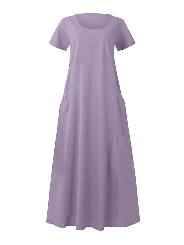 Women's Long Dress Maxi Dress Faux Cotton Linen Casual