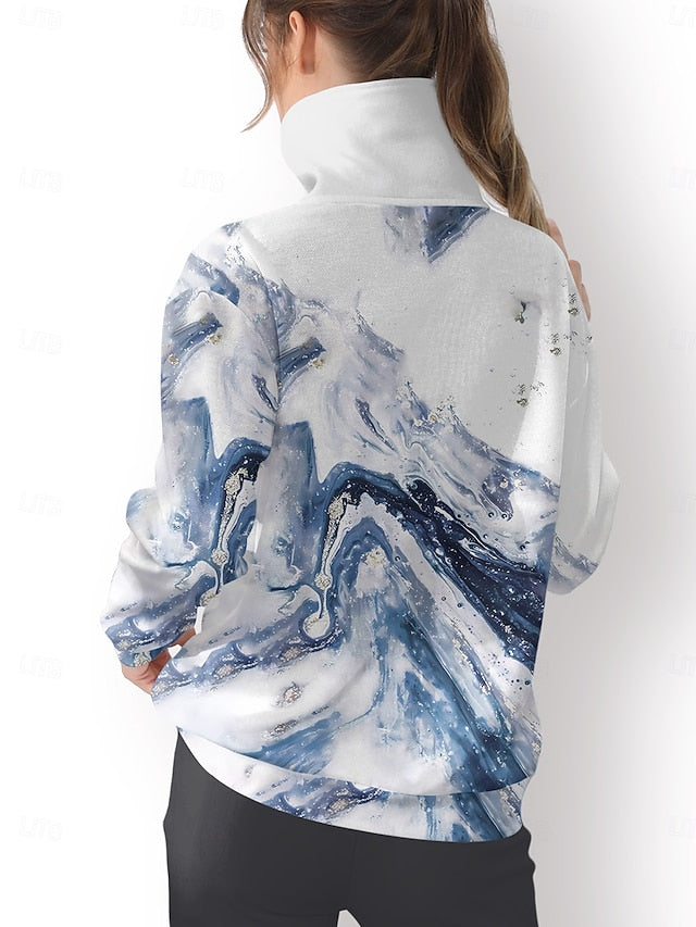 Women's Golf Pullover Sweatshirt Blue Long Sleeve Top Fall