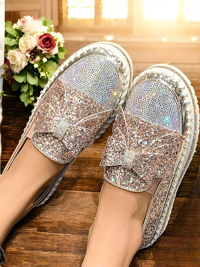 Loafers Rhinestone Slip-On – Sparkling for Glittery Women