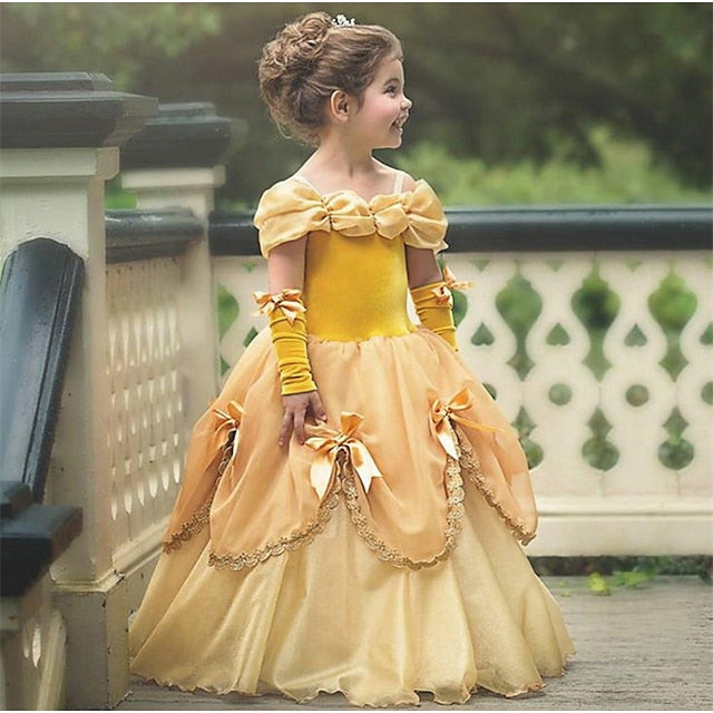 Girl's Dress Gloves Princess with Flower Off Belle