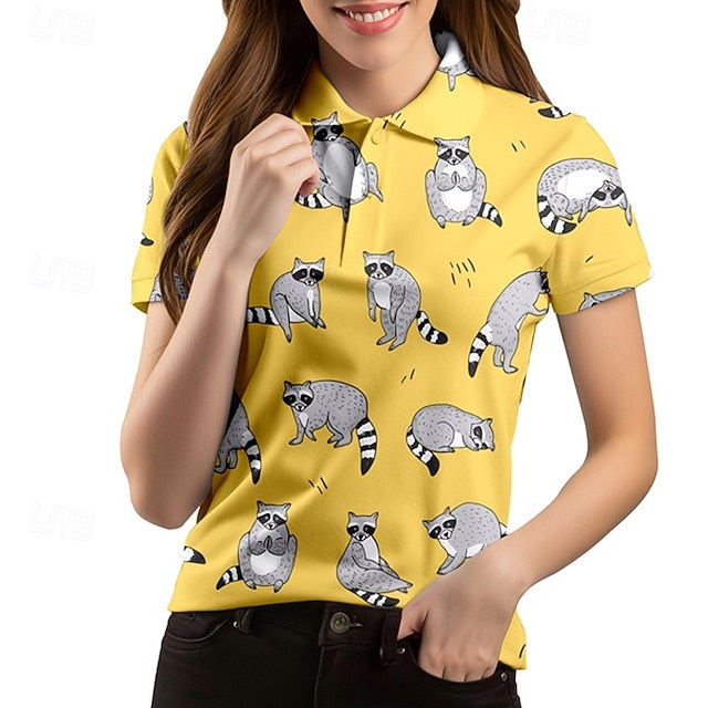 Women's Animal Tennis Shirt Short Sleeves Print UPF50+