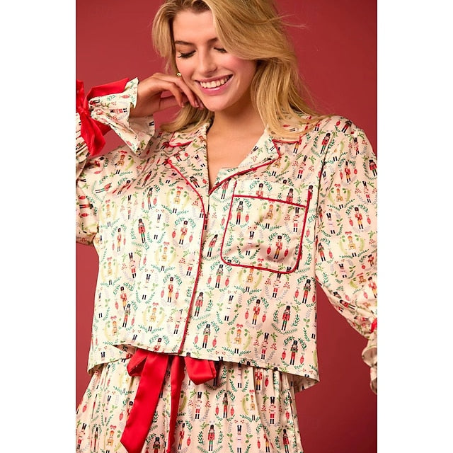 Santa Claus Sleepwear Pajamas Satin Pajama Women's Cosplay