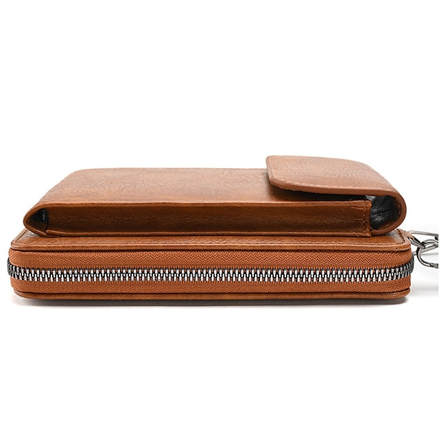 Women's with Zipper Faux Wallet Vintage Leather Crossbody