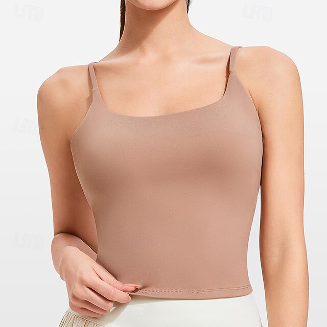 Women's Solid Colored Tank Top Build-in Bra UV Protection