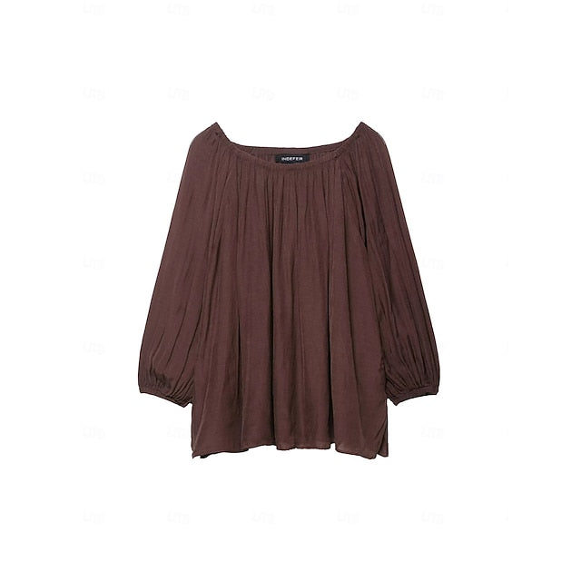 Women's Cold Shoulder Tops T Shirt Side Split Pleats Solid