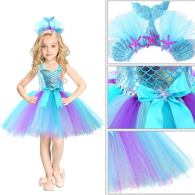 Princess Little Tail Ariel Aqua Girl Flower Mermaid