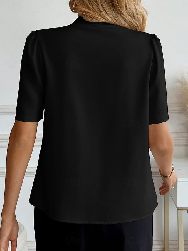 Women's Shirt Blouse Buttons Plain Active Stylish Short