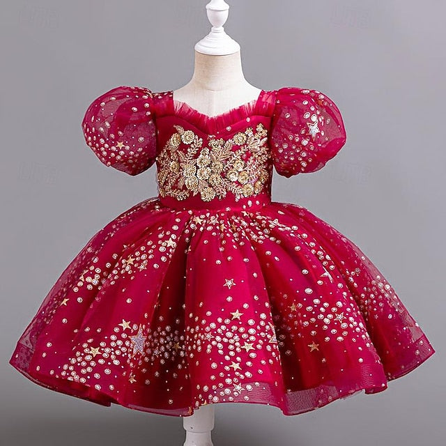 Sequin Kids Girl Party Girls' Floral Flower Dress