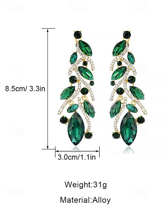 Design Women's Earrings Leaf Crystal Elegant Gold -