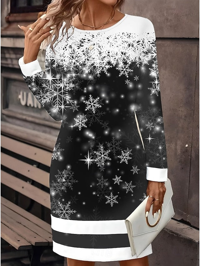 Christmas Women's Mini Dress T Shirt Dress Tee Dress Shift