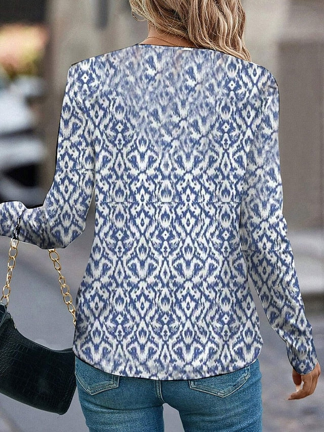 Women's T Shirt V Neck Long Sleeve Tunic Graphic Fashion