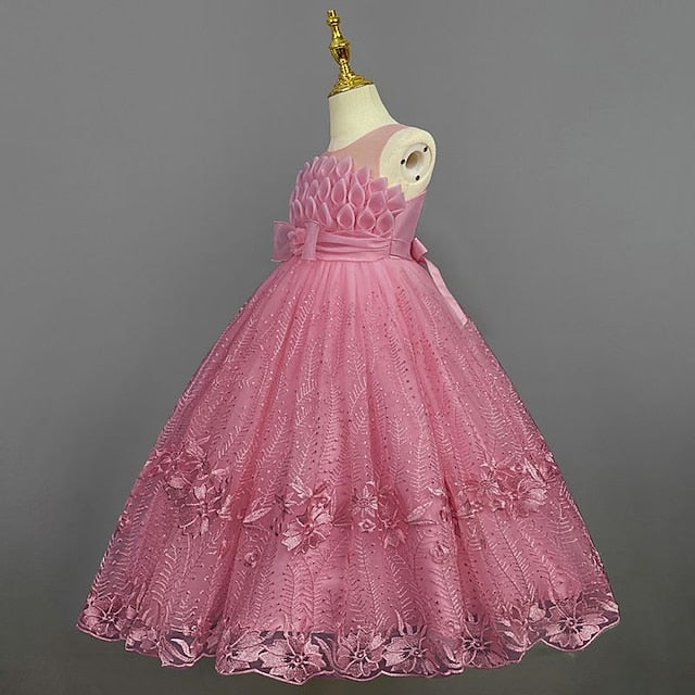 Kids Flower Girls' Girl Colored Solid Dress