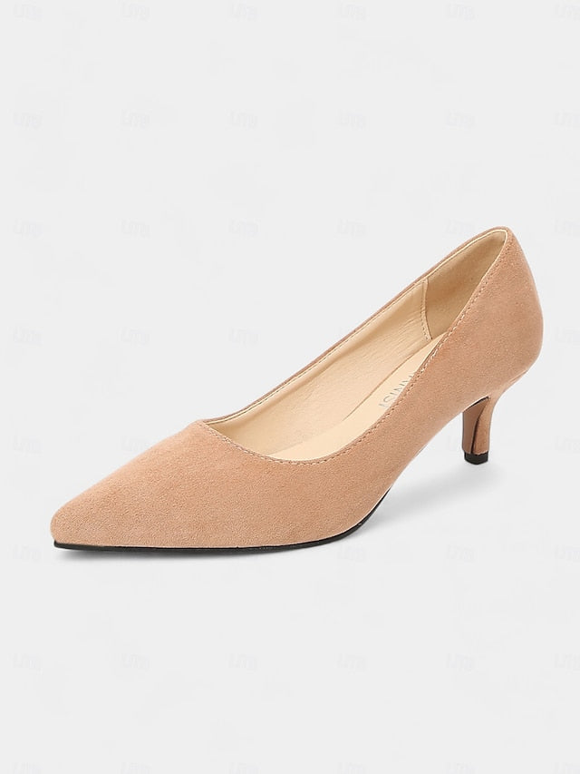 with Emerald Pointed-Toe Suede Green Women's Kitten Pumps
