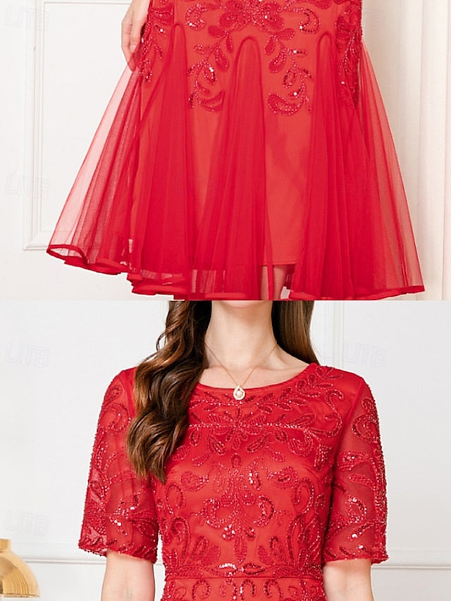 Elegant Vintage Dress Party Beaded Mother V A-Line Bride the of