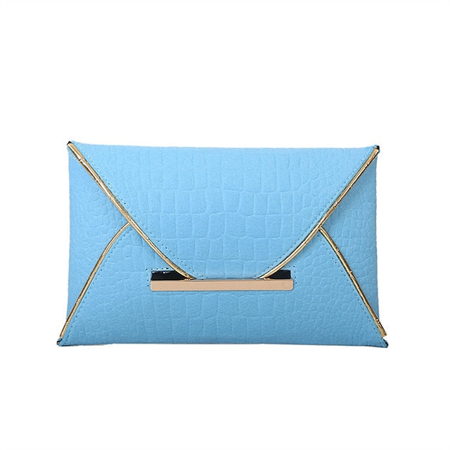 Metal Handle Yellow with Croc-Embossed Women’s Clutch Envelope