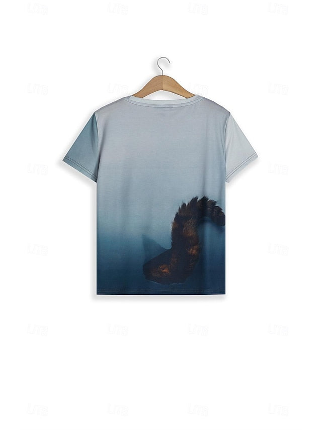 Women's T Shirt Fashion Cat Print Short Sleeve Regular Tops