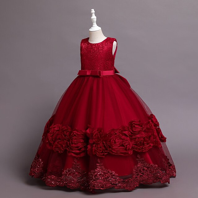 Kids Plain Dress Little Line Floral Girls' A Party