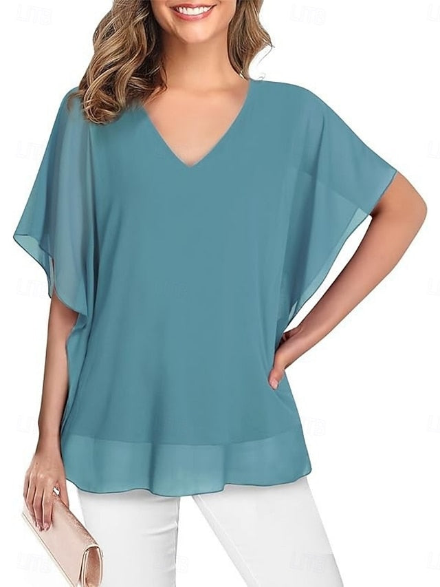 Women's Shirt Blouse Ruffle Blouse Plain Stylish Classic