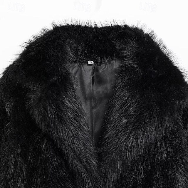 Fur Pocket Women's Furs Coat Faux Comfortable Warm