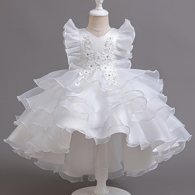 Dress Floral Girls' Asymmetrical Party Kids