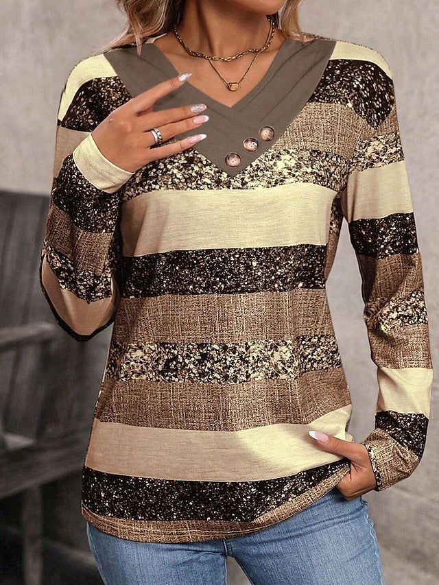 Women's Tunic Stylish Casual Print Long Sleeve Regular Tops