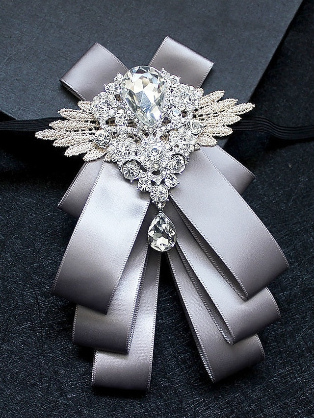 Pin Crystal Luxury Bow Ribbon - Brooch Men's Tie Elegant