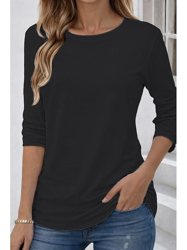 Women's T Shirt 100% Cotton Solid Color Basic Classic