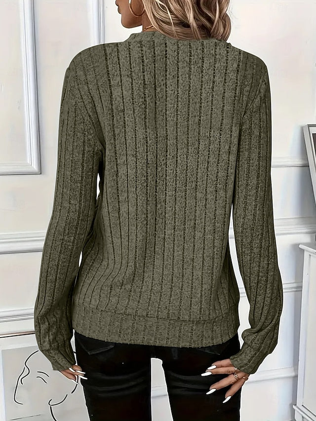 Women's Blouse Zipper Solid Color Stylish Casual Long