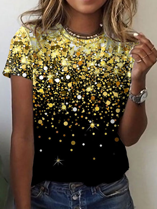 Women's T shirt Tee Yellow Blue Purple Graphic Galaxy Print