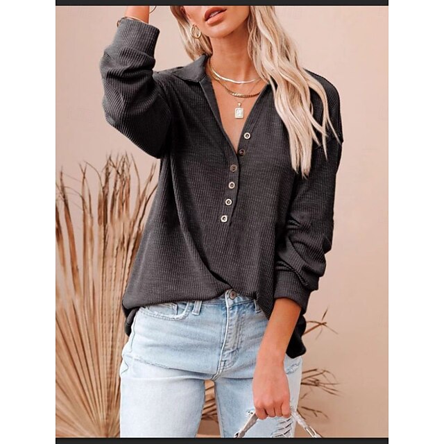 Women's Popover Shirt Casual Shirt Corduroy Shirt Blouse