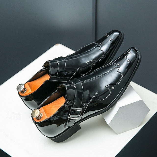Strap Shoes Leather Men's – Formal Monk Black