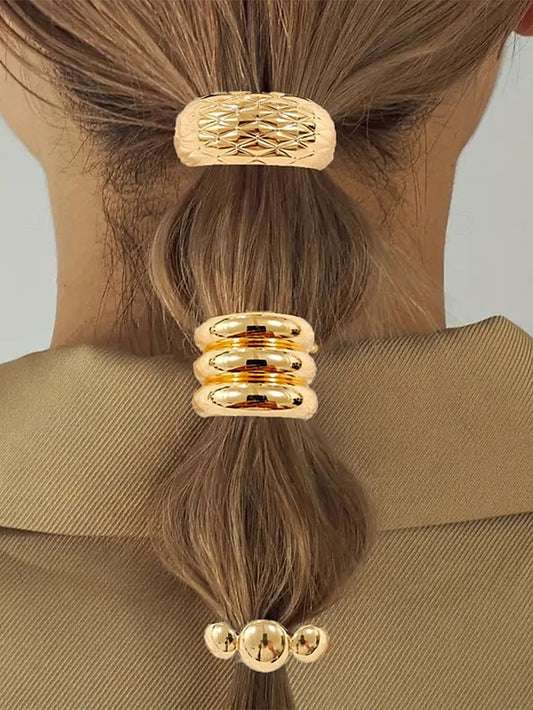 Women's Tone Hair Gold Band - Elastic Scrunchies with