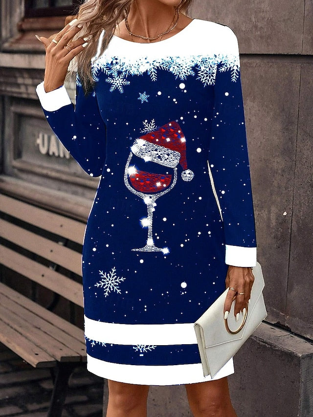 Christmas Women's Mini Dress T Shirt Dress Tee Dress Shift