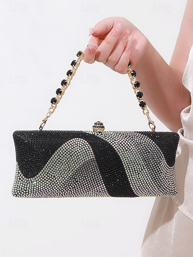 Chain Clutch Evening Crystal Bag Strap with Women's
