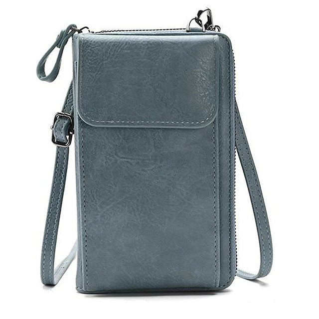 Women's with Zipper Faux Wallet Vintage Leather Crossbody